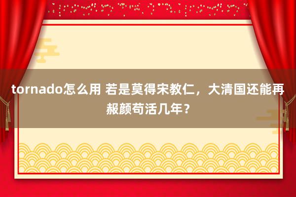 tornado怎么用 若是莫得宋教仁，大清国还能再赧颜苟活几年？