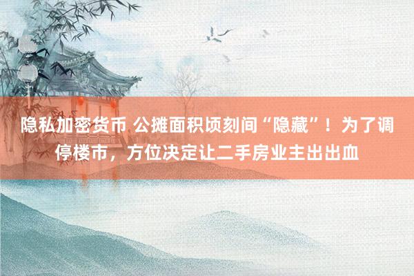 隐私加密货币 公摊面积顷刻间“隐藏”！为了调停楼市，方位决定让二手房业主出出血